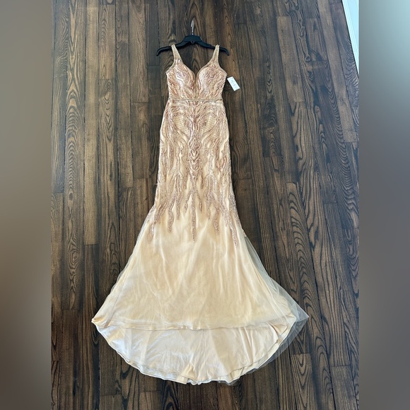 Sequin Prom Gown by Glamour by Terani Couture Rose Gold Dress NWT - Picture 3 of 4